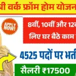 8वीं, 10वीं और 12वीं पास महिलाओं के लिए घर बैठे काम का मौक़ा, 4525 पदों पर भर्ती, सैलरी ₹17500 (Last Date 25 Feb 2026)